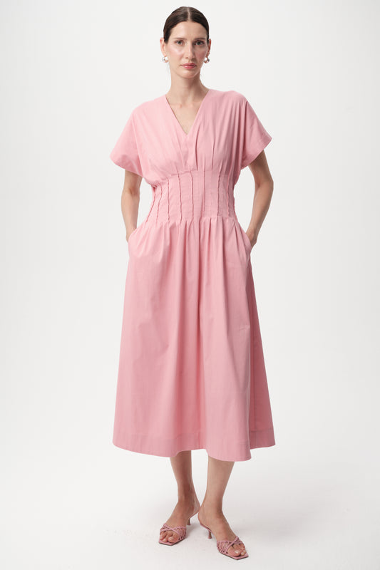 Amaud Solid Dress in pink by Exquise