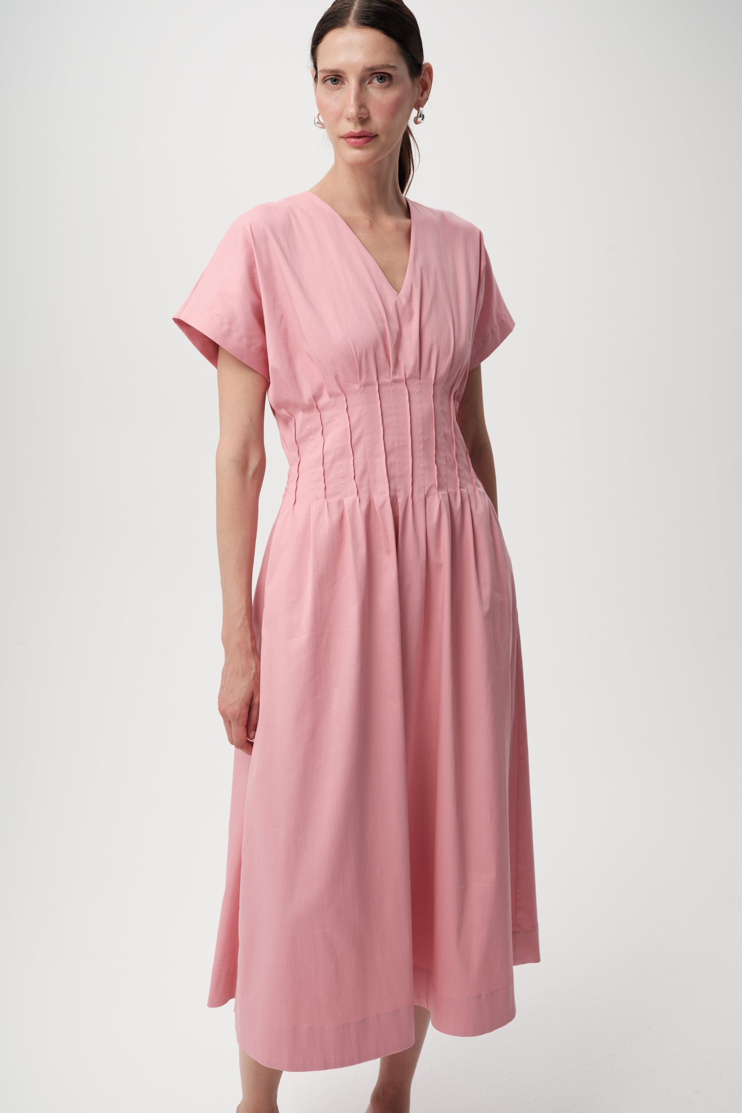Amaud Solid Dress in pink by Exquise