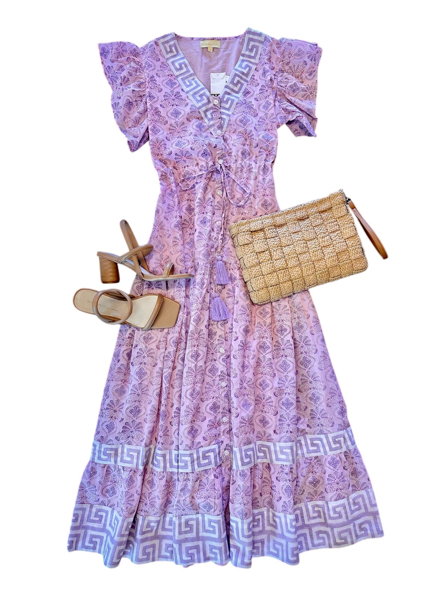 Amalfi Maxi Dress in hellenic lilac by Isla Payal
