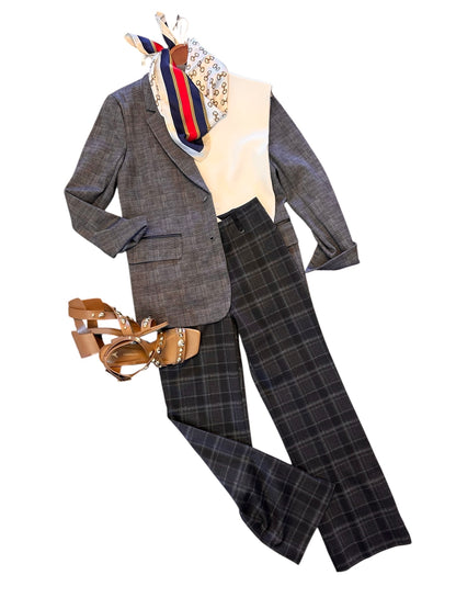 Everest Ponte Blazer in charcoal glen plaid by Lysse