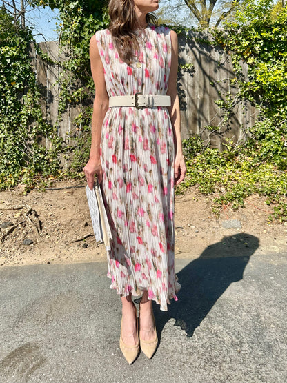 Augusta Midi Dress in white floral by Lucy Paris