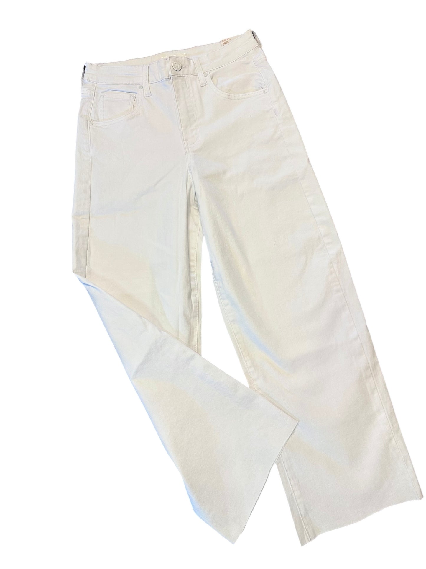 Gwen High Rise Wide Leg Raw Hem in optic white by KUT