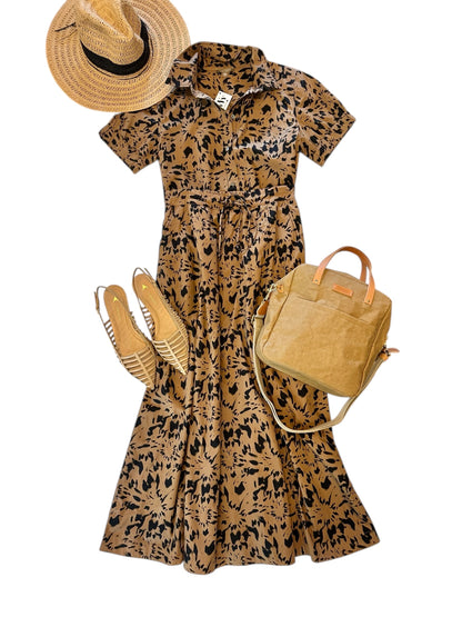Elastic Cuff Button Down Top in animal floral by Lilla P