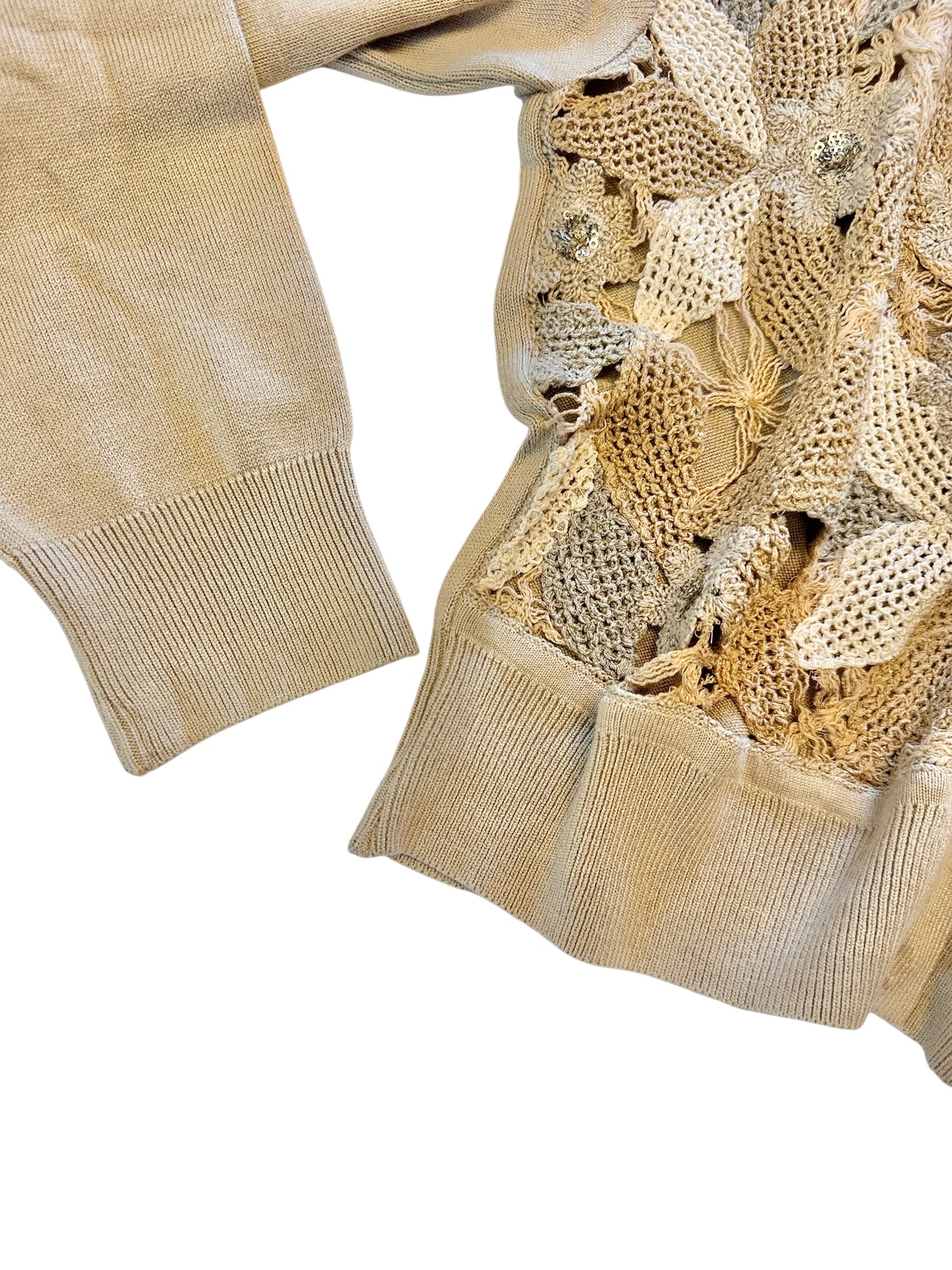 Galicia Lace Front Cardigan in beige by Conditions Apply
