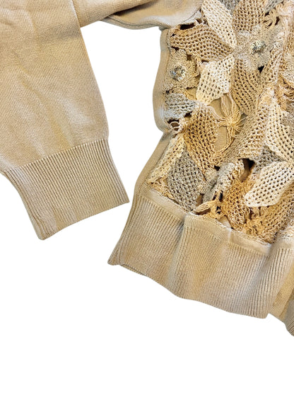 Galicia Lace Front Cardigan in beige by Conditions Apply