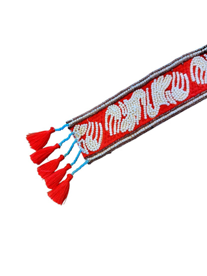 Woven Tie Belt in red by Ottod'Ame