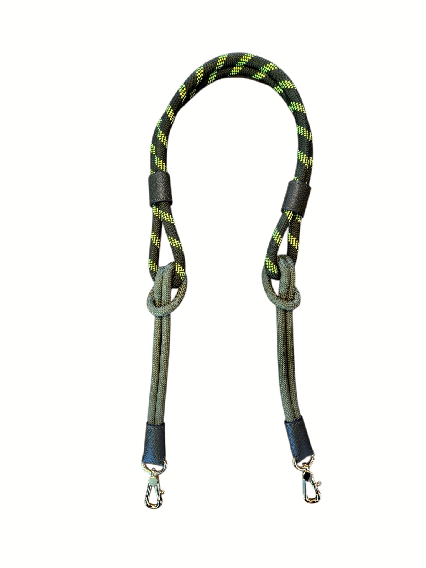 Braided Nylon Strap in dark green rope with forest green reticulated leather
