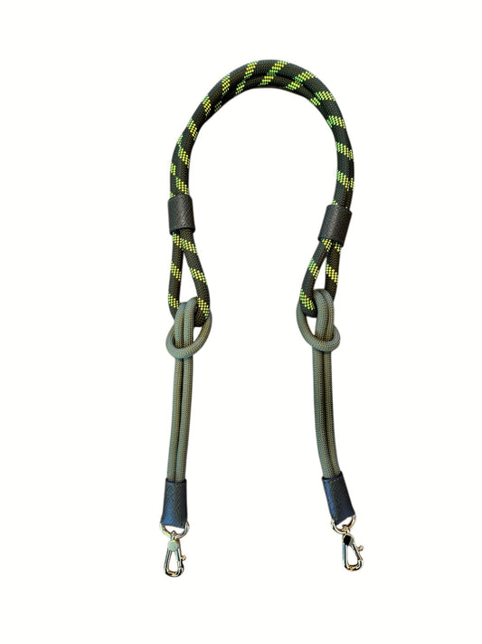 Braided Nylon Strap in dark green rope with forest green reticulated leather