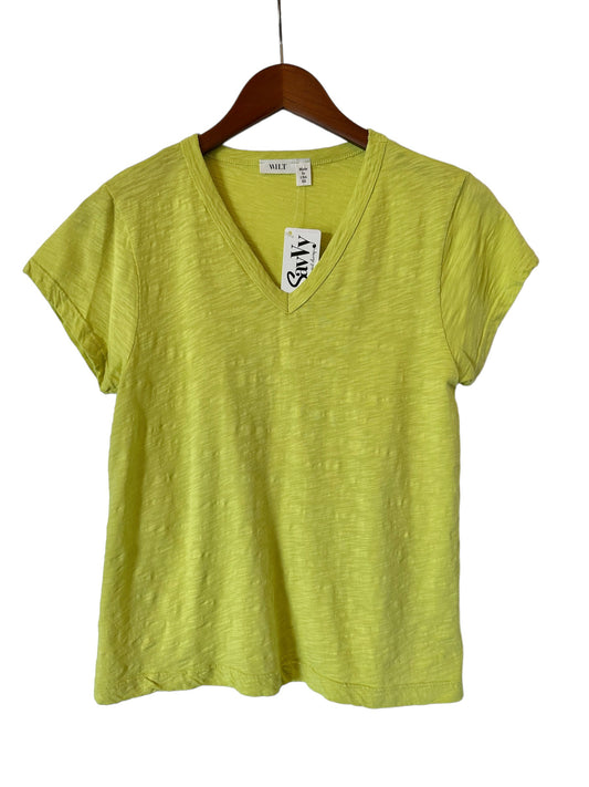 V Neck Short Sleeve Baby Fit Tee in lime by Wilt