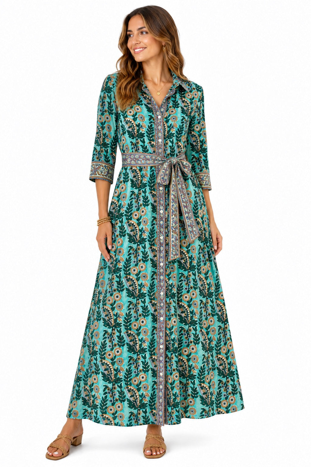 Kate Shirtdress in stalk floral print by La Plage