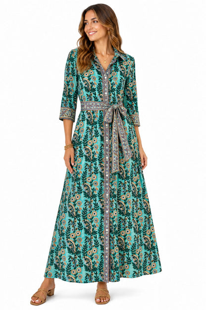 Kate Shirtdress in stalk floral print by La Plage