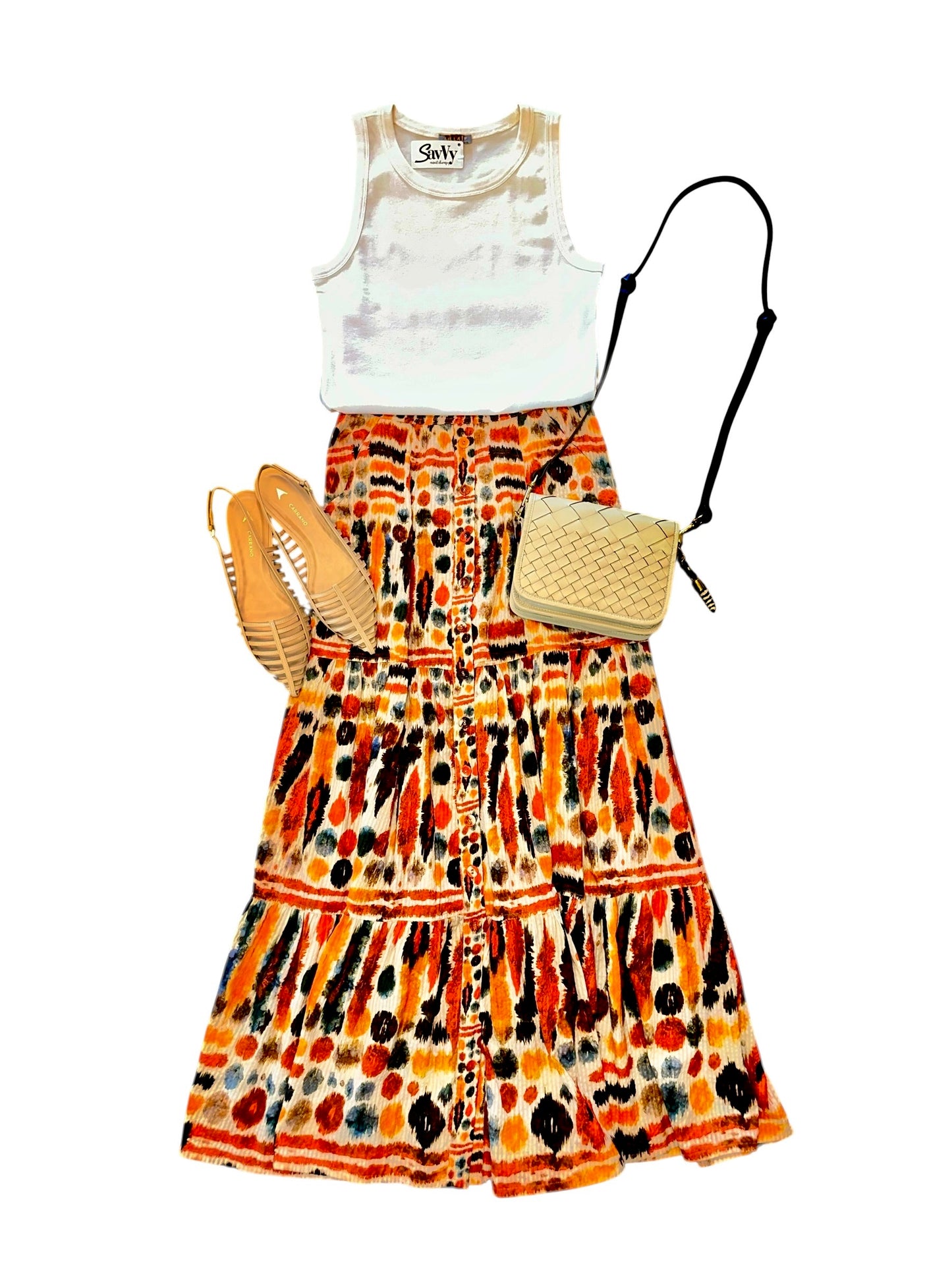 Karmina Printed Maxi Skirt in multi by Conditions Apply
