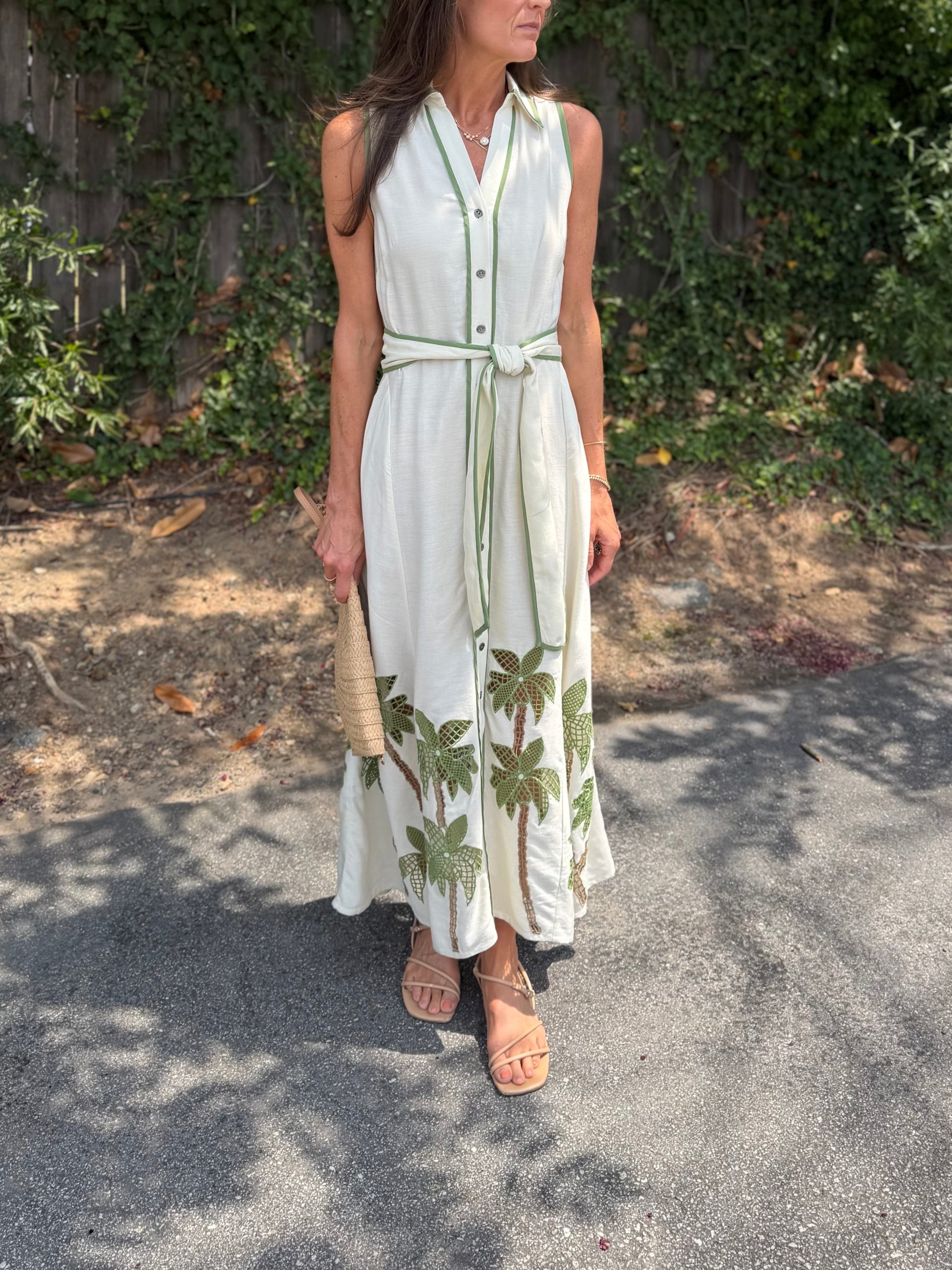Revati Palm Tree Maxi Dress in breezy beige by Blank