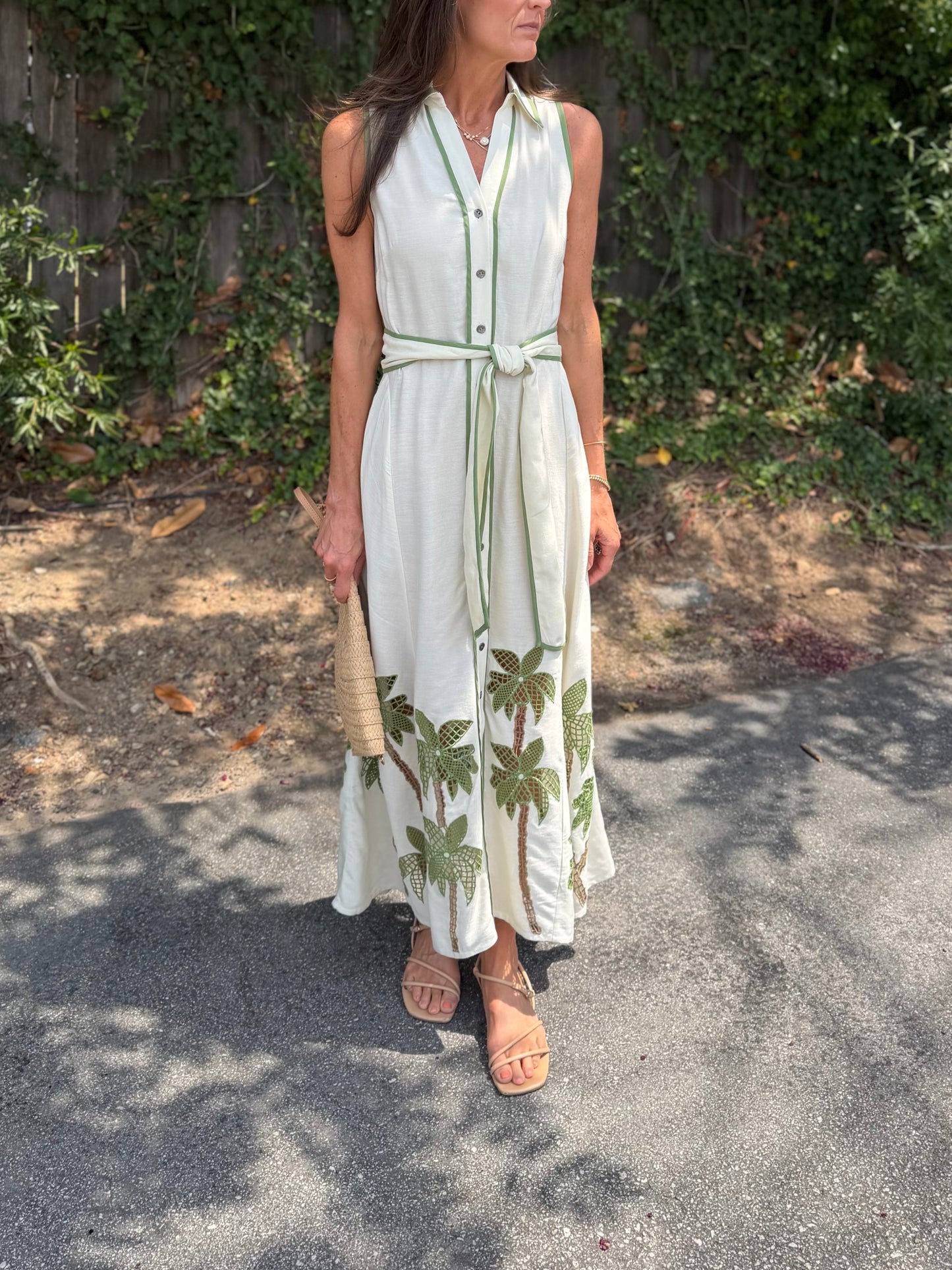 Revati Palm Tree Maxi Dress in breezy beige by Blank