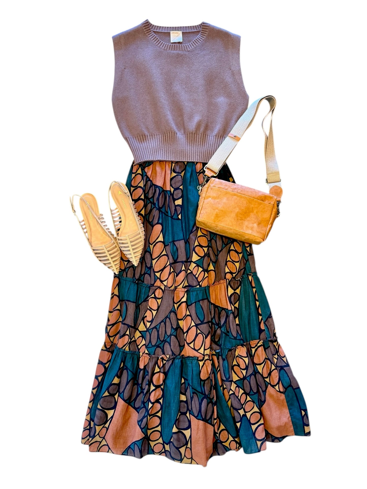 Kitty Ankle Skirt in dark saguaro by Cleobella