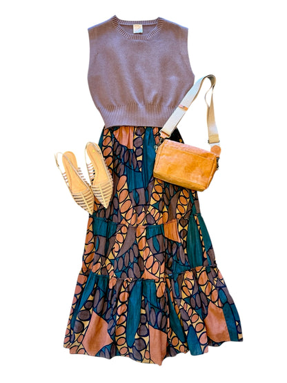 Kitty Ankle Skirt in dark saguaro by Cleobella