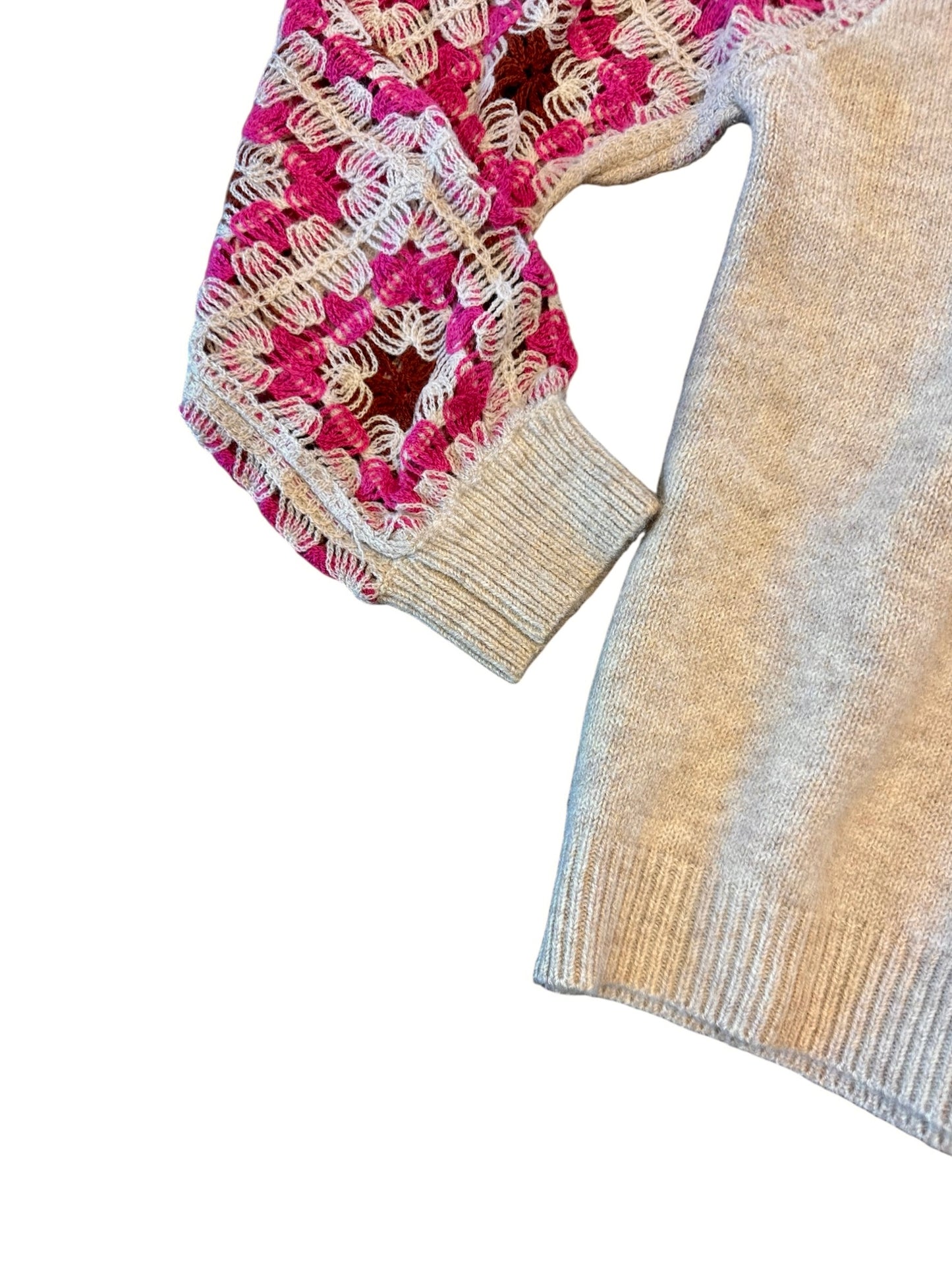 Amelia Crochet Sweater in oatmeal by Dylan