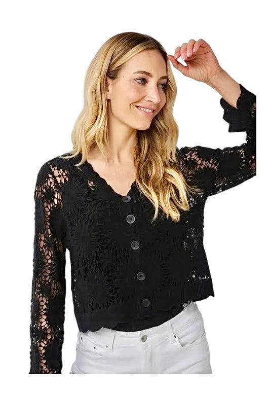 Crochet Cardigan in black by Esqualo