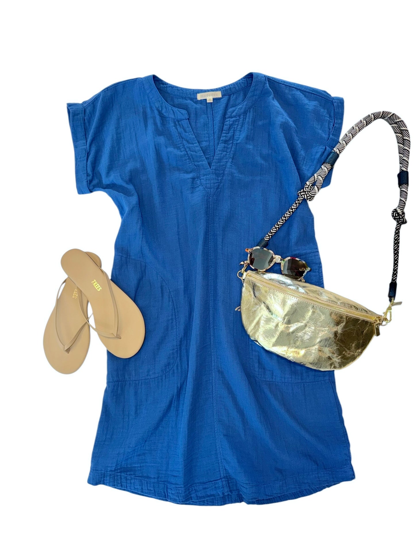 Roll Up Short Dolman Sleeve Shirt Dress in tanzanite gleam by Mododoc