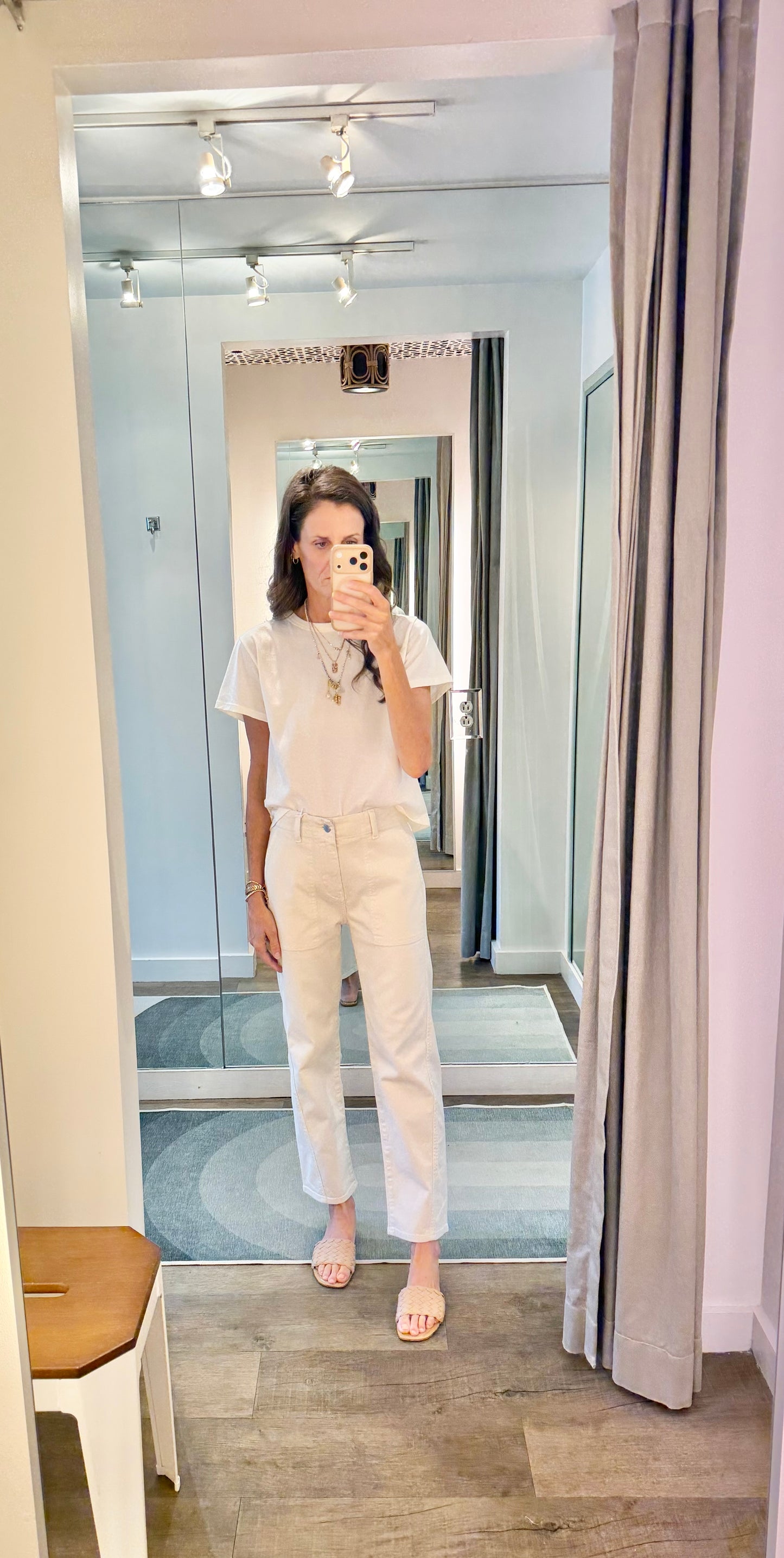 Analeigh Mid Rise Utility Jeans in opal stone by AG