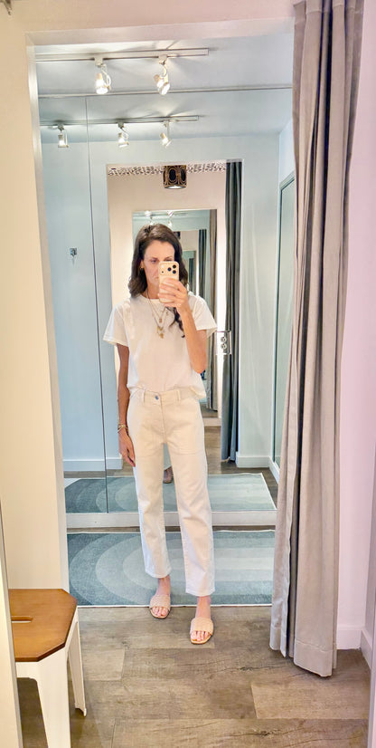 Analeigh Mid Rise Utility Jeans in opal stone by AG