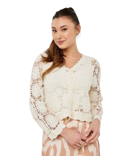 Crochet Cardigan in natural by Esqualo