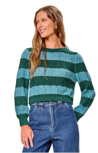 Velma Striped Sweater in smoke blue by Cleobella
