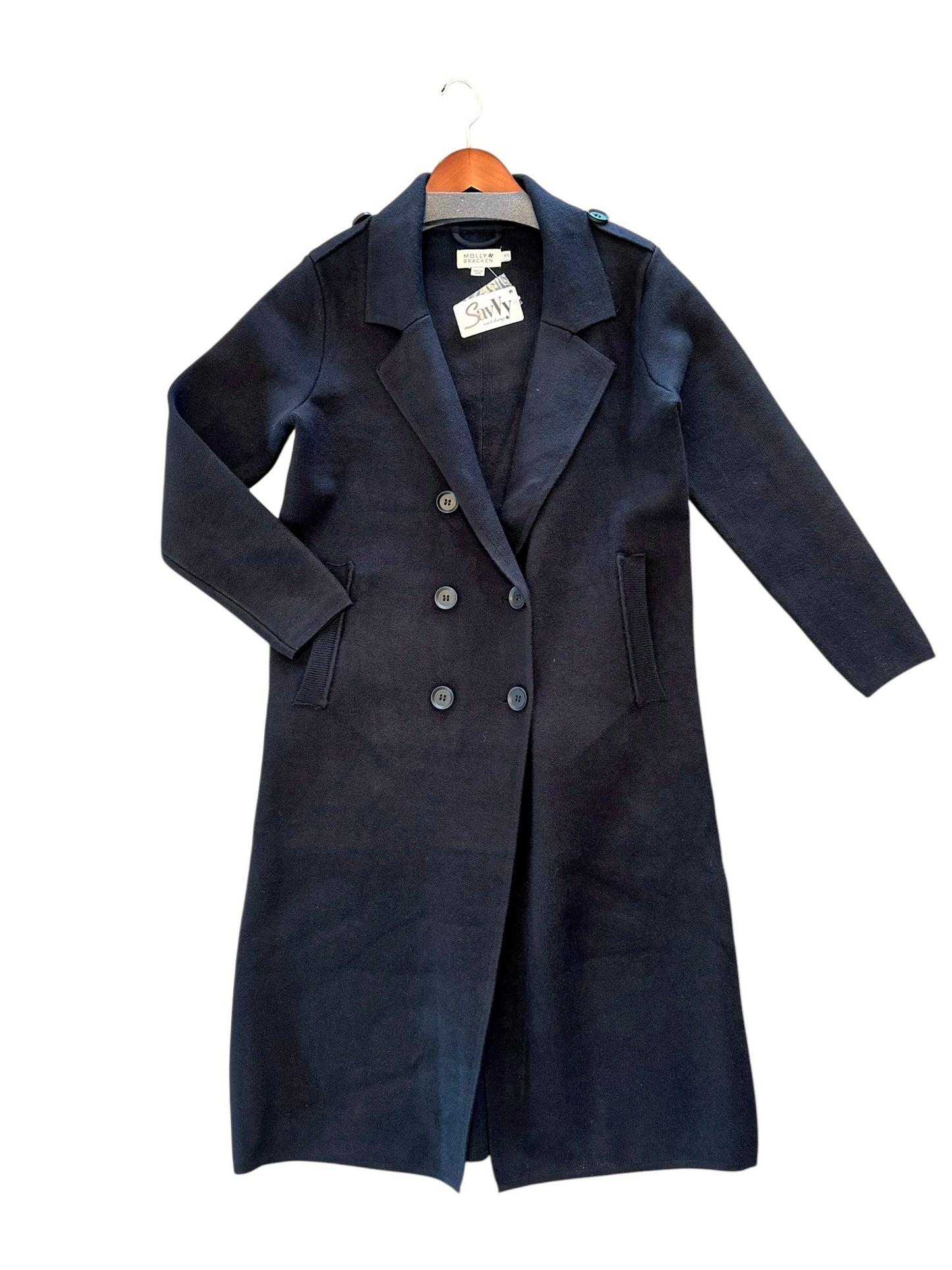 Long Sweater Coat in black by Molly Bracken