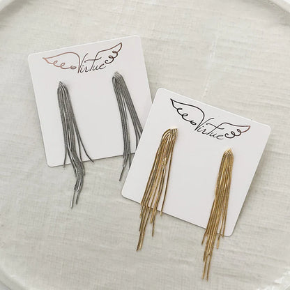 Metal Fringe Earring in gold by Virtue