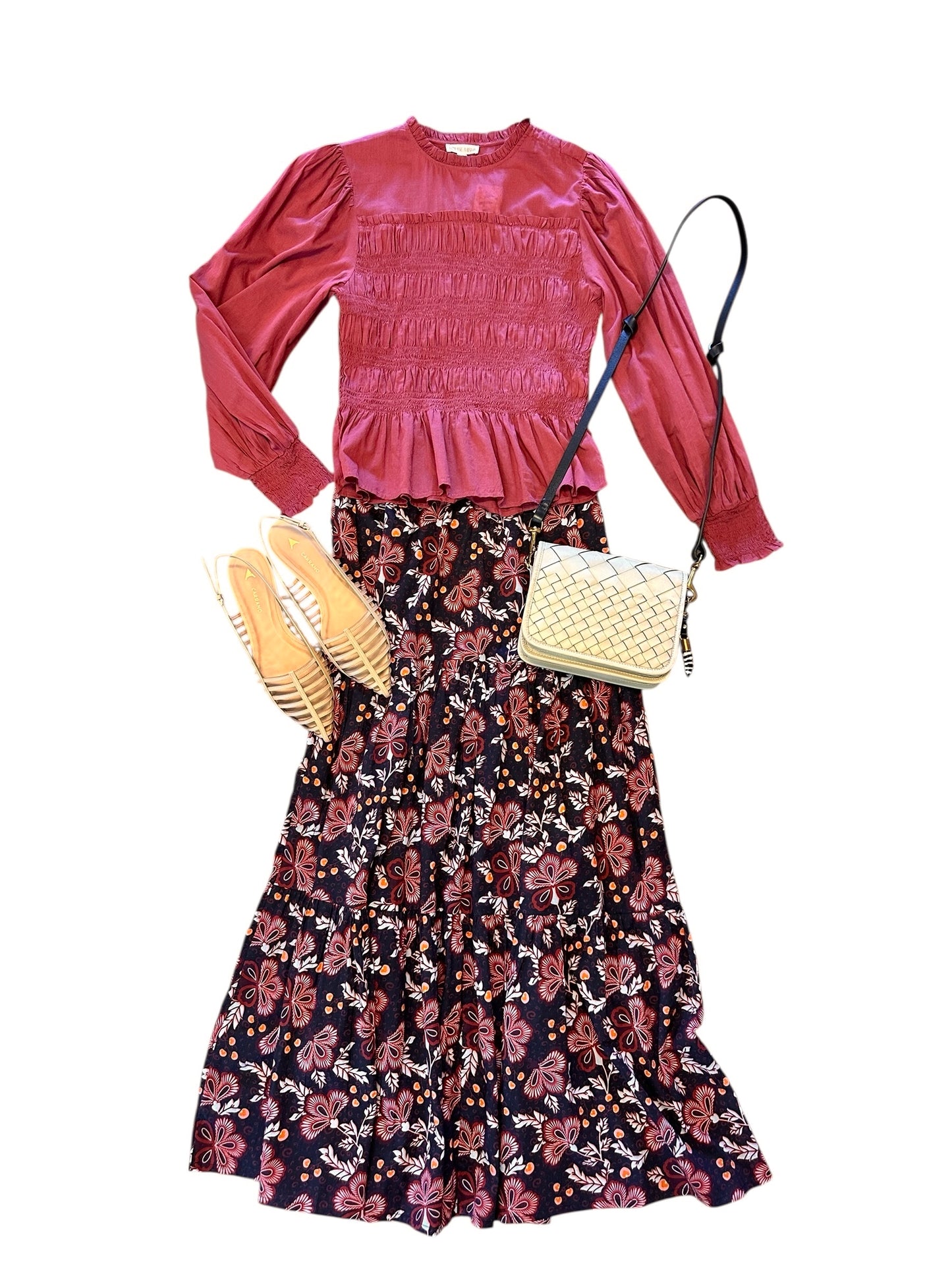 Ariana Printed Maxi Skirt in black floral by Bindu