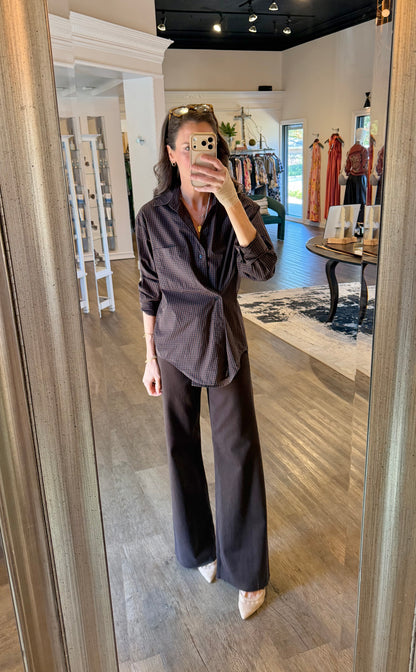 Penny High Rise Wide Leg Crop Jean in mocha by Pistola