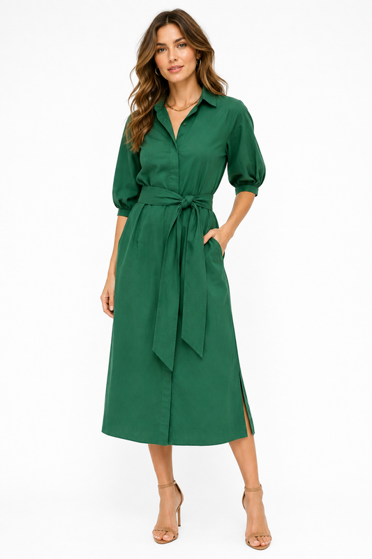 Amelie Maxi Dress in forest green by Fraiche