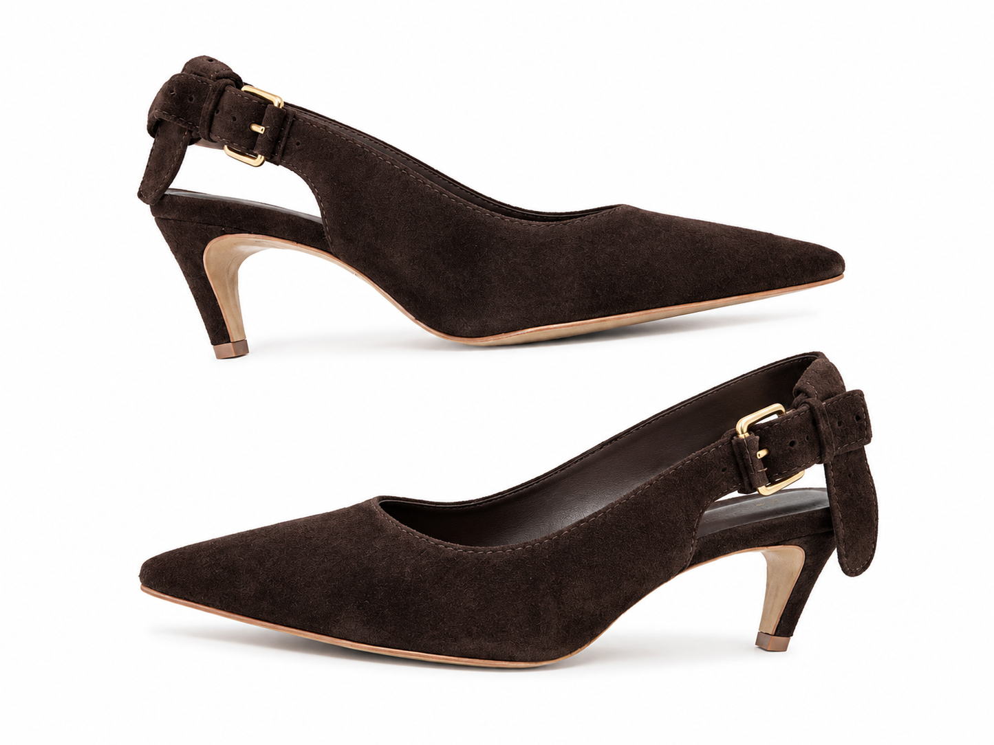 Irida Sling Back Leather Suede Heel in brown by Carrano