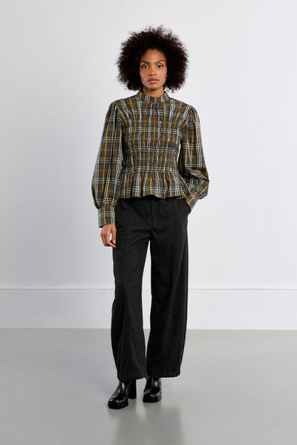 Long Sleeve Plaid Shirt in khaki by Molly Bracken
