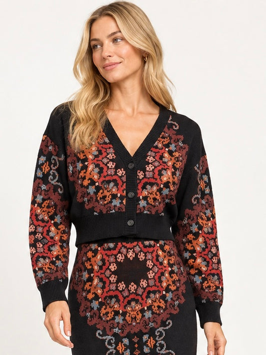 Daniella Sweater in venezia ebony print by Cleobella