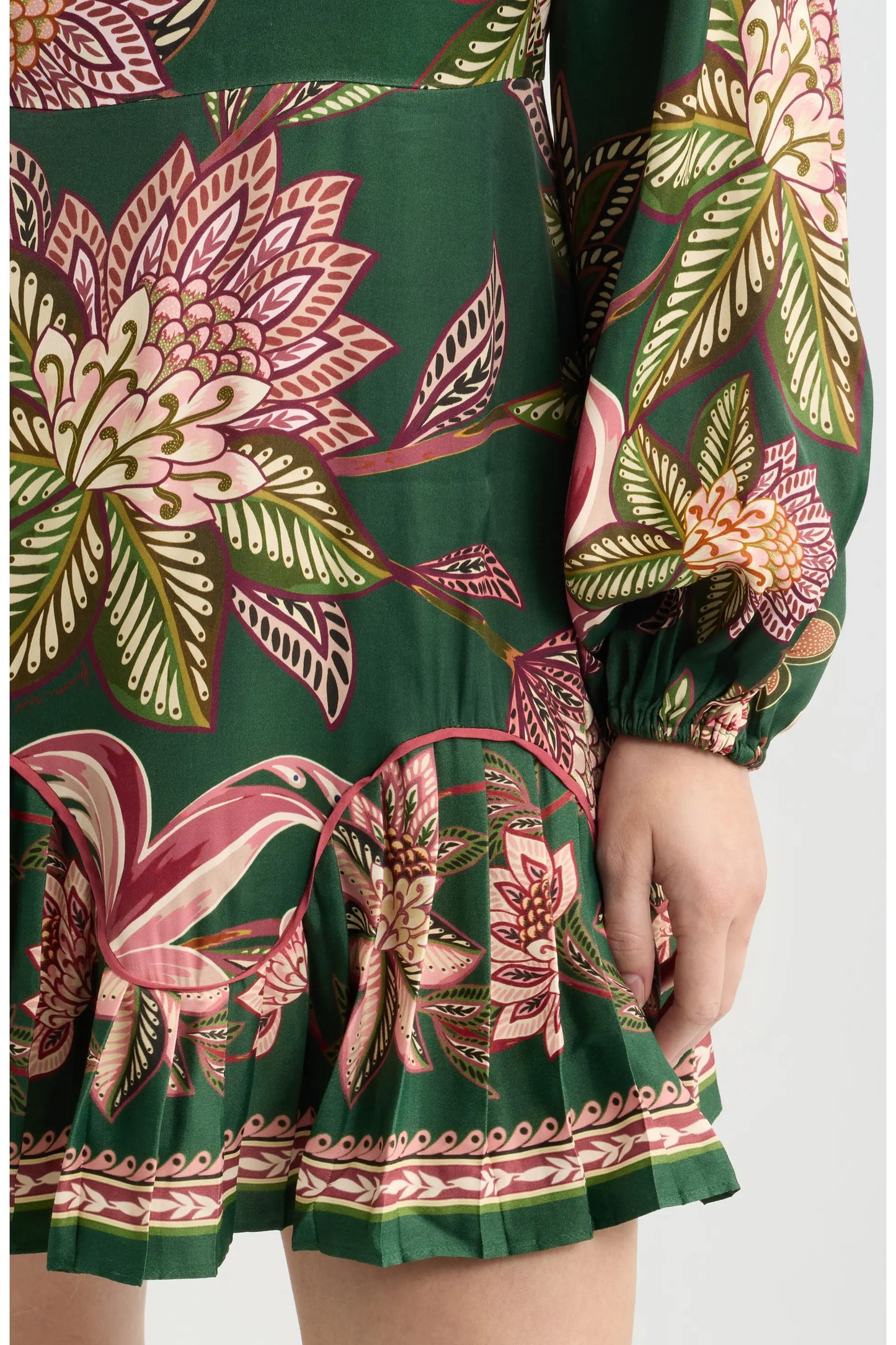 Arabesque Paradise Floral Mini Dress in green by Farm Rio