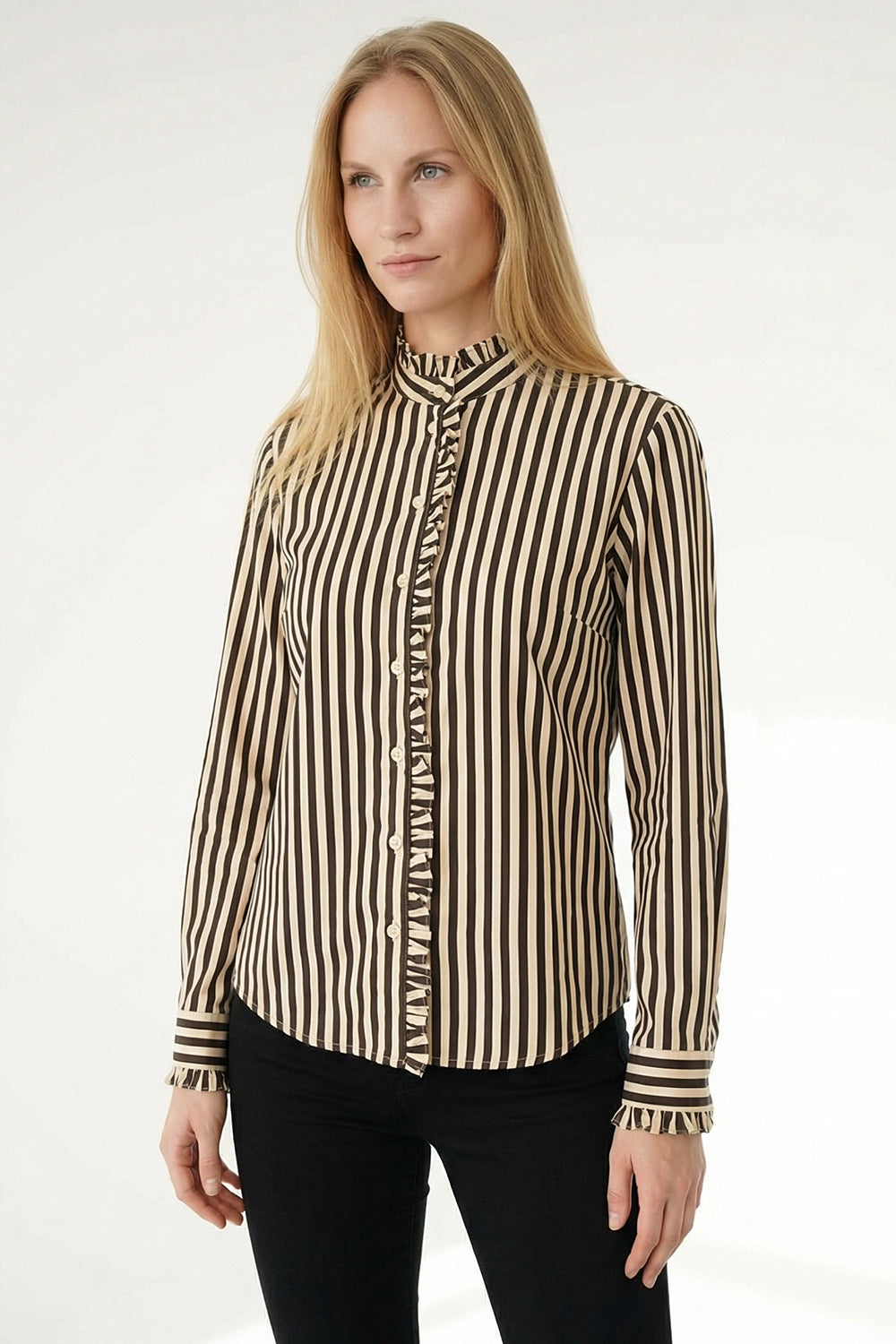 Tulipy Stripe Shirt in brown/beige by Exquise