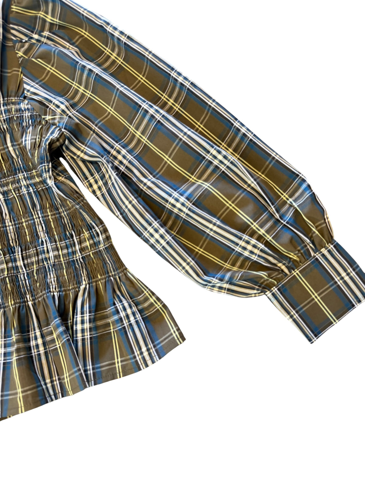Long Sleeve Plaid Shirt in khaki by Molly Bracken