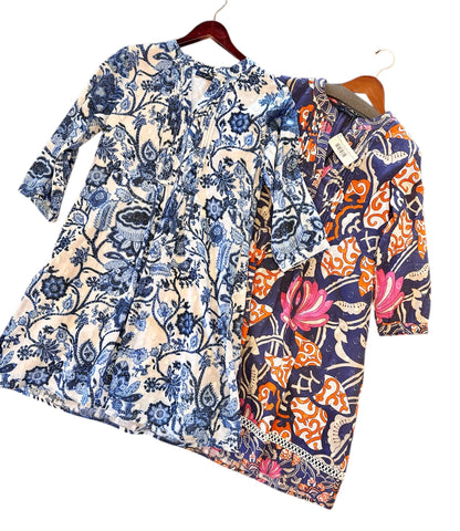Maye Dress in White/Blue By La Plage