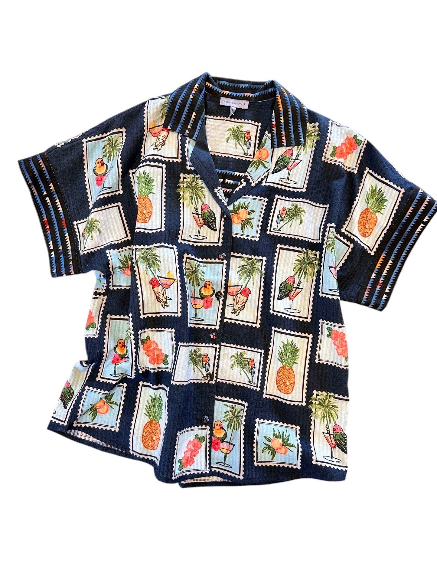 Darilyn Shirt Navy Post Stamp by Conditions Apply