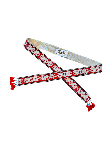 Woven Tie Belt in red by Ottod'Ame