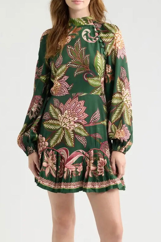Arabesque Paradise Floral Mini Dress in green by Farm Rio