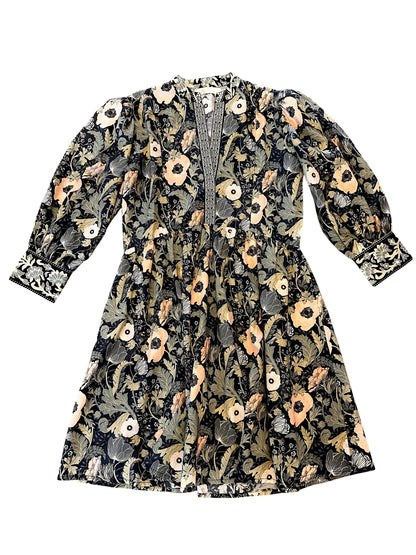 Leonor Long Sleeve Short Dress in moss by Bindu