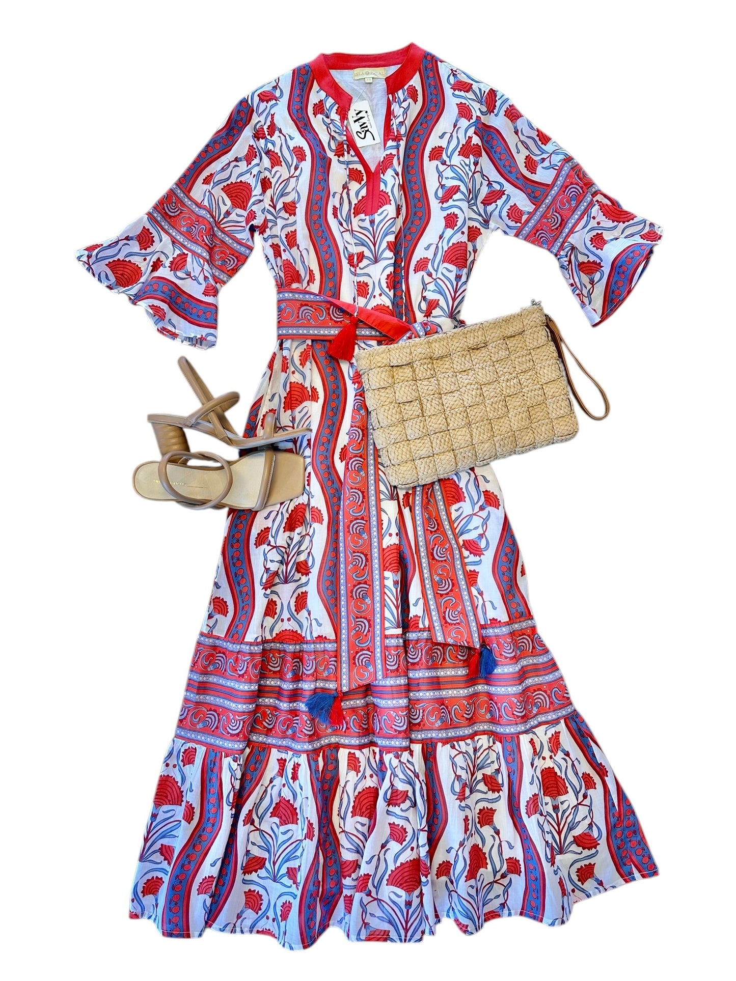 Ascot Maxi Dress in deco poppy red by Isla Payal