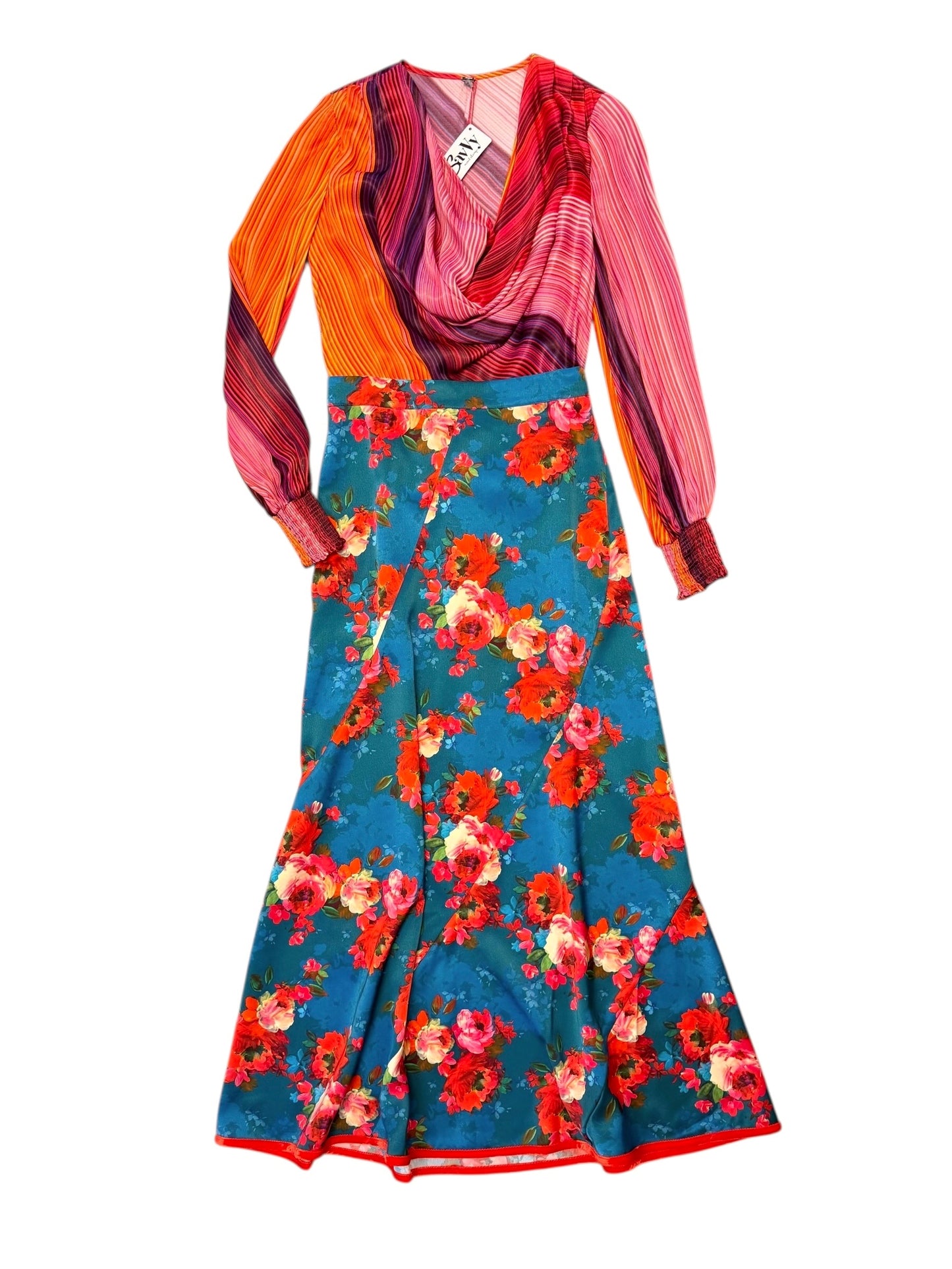 Serena Skirt in holiday chintz teal by Elizabeth James