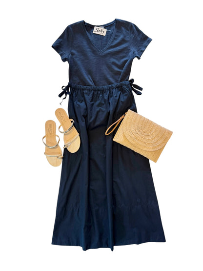 Poplin A-line Maxi Skirt in navy by Lilla P