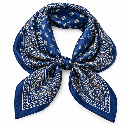 Paisley Printed Bandana Scarf in dark blue