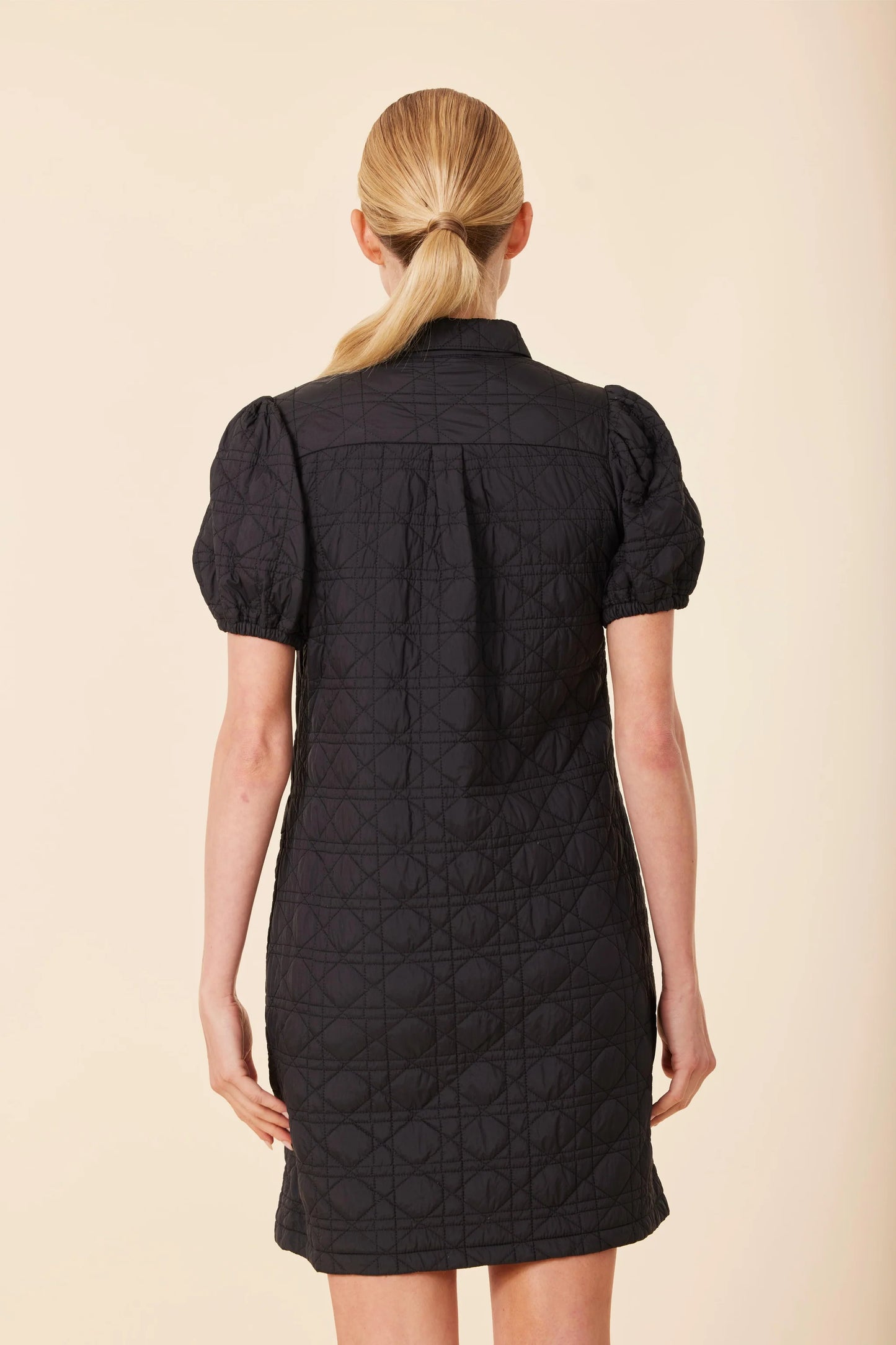 Nylon Quilted Dress in black by Dolce Cabo