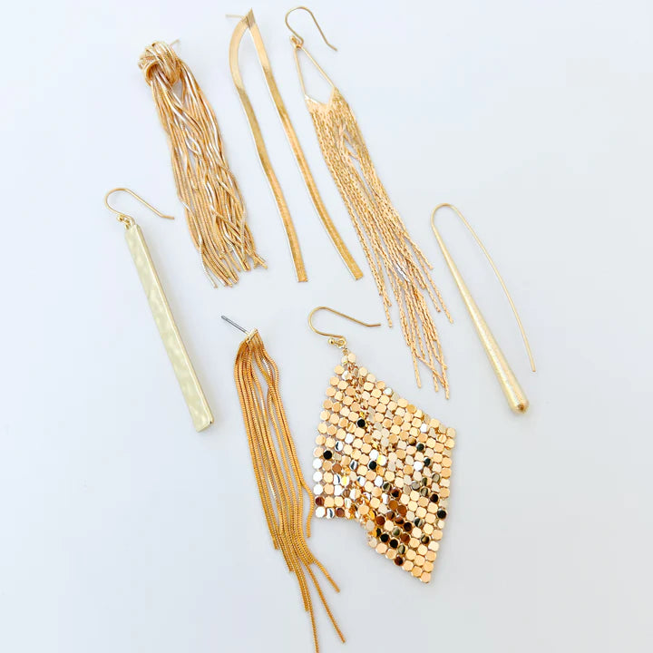 Knotted Metal Fringe Earring in gold by Virtue