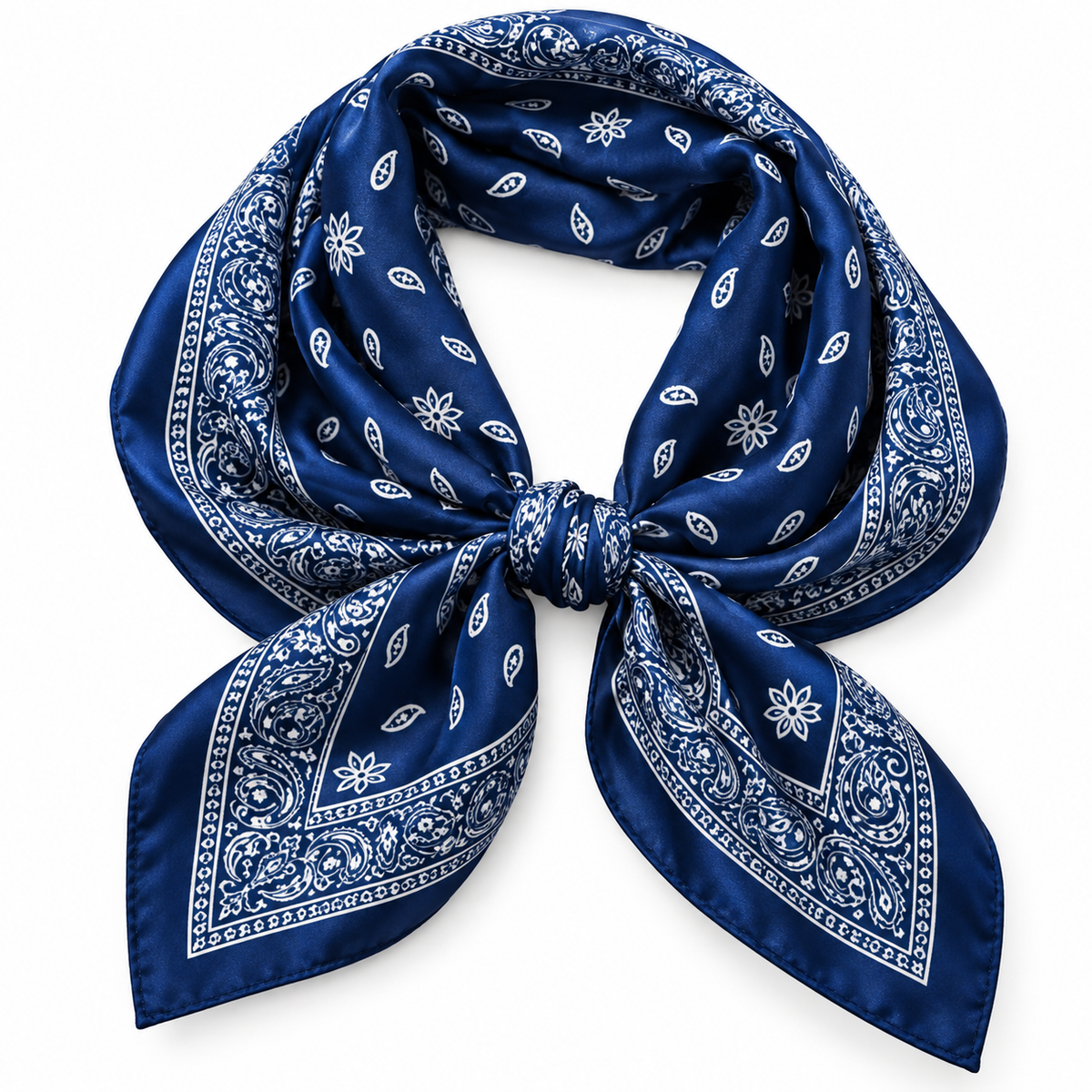 Paisley Printed Bandana Scarf in navy